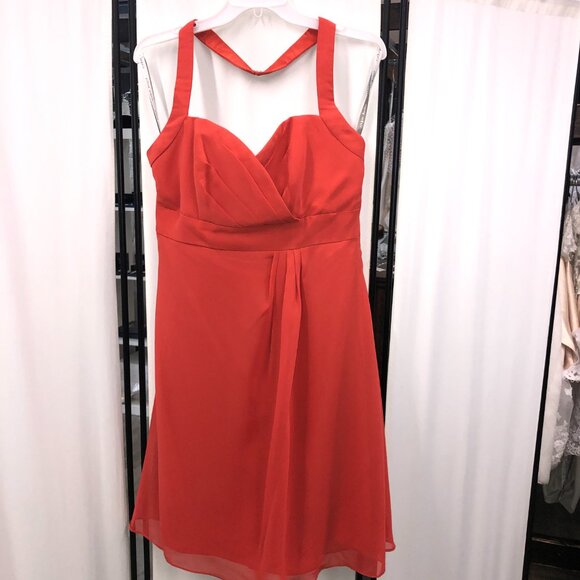 Size 10 Knee-Length Bridesmaid Burnt Orange Persismmon Rust Ginger Halter Cruise - Picture 3 of 7